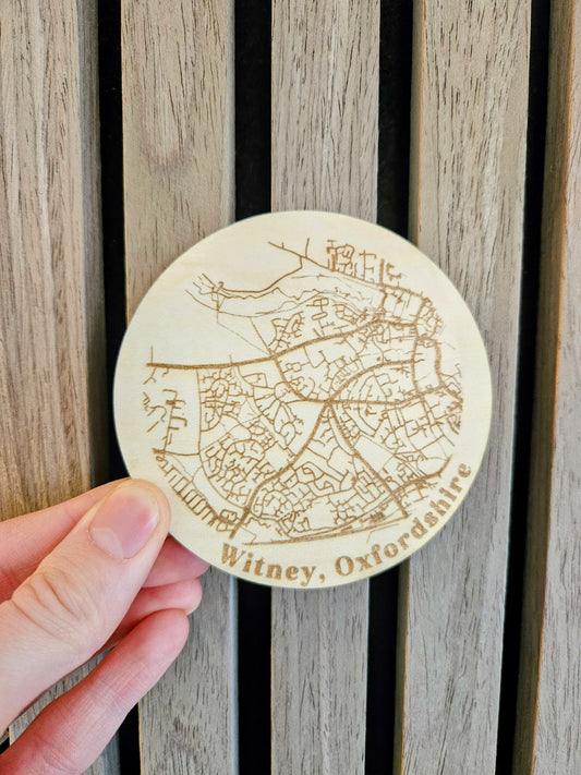 Personalised wooden map coaster