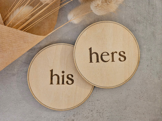 His and Hers wooden coasters
