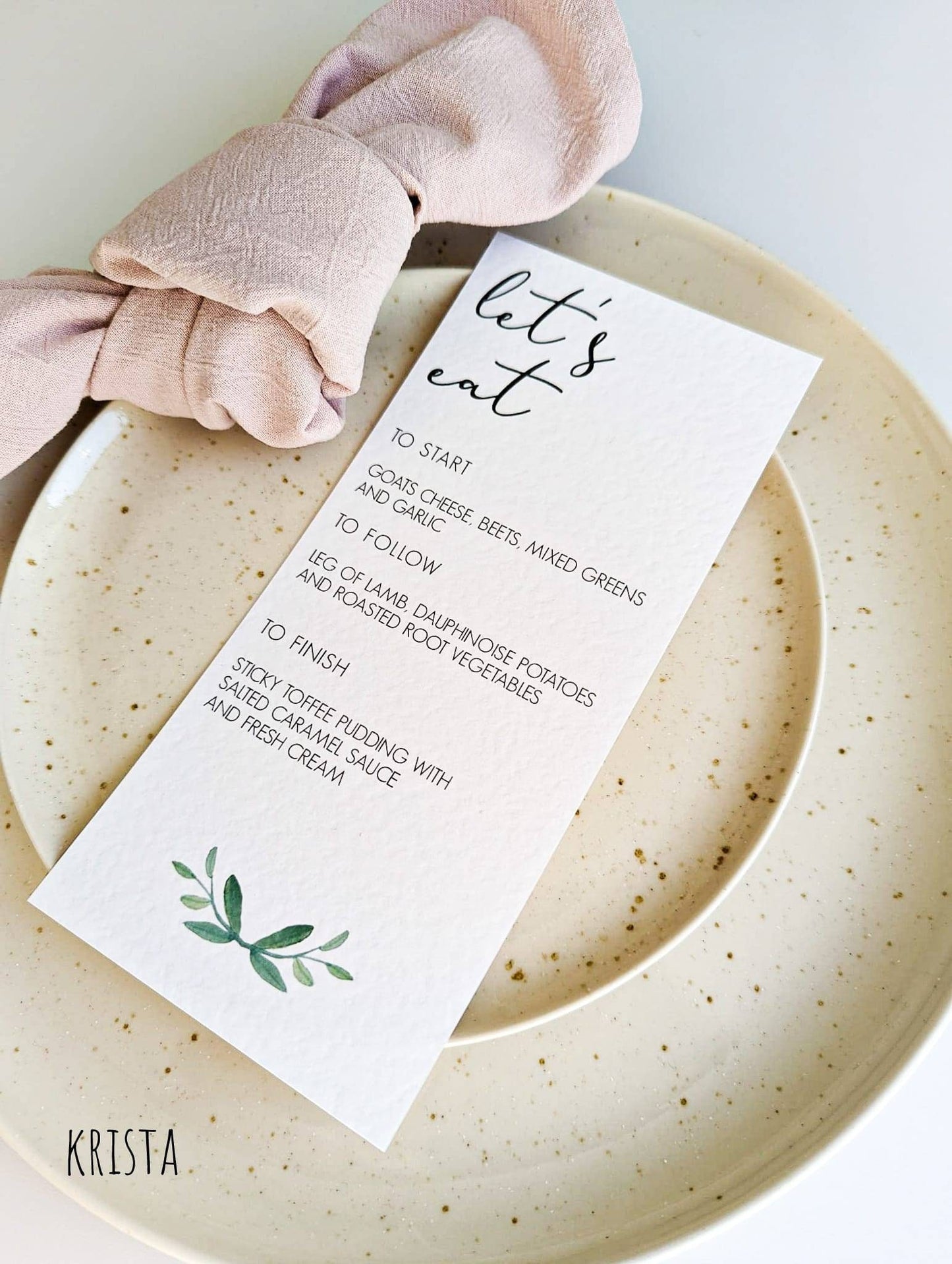 'Let's Eat' Wedding Menu