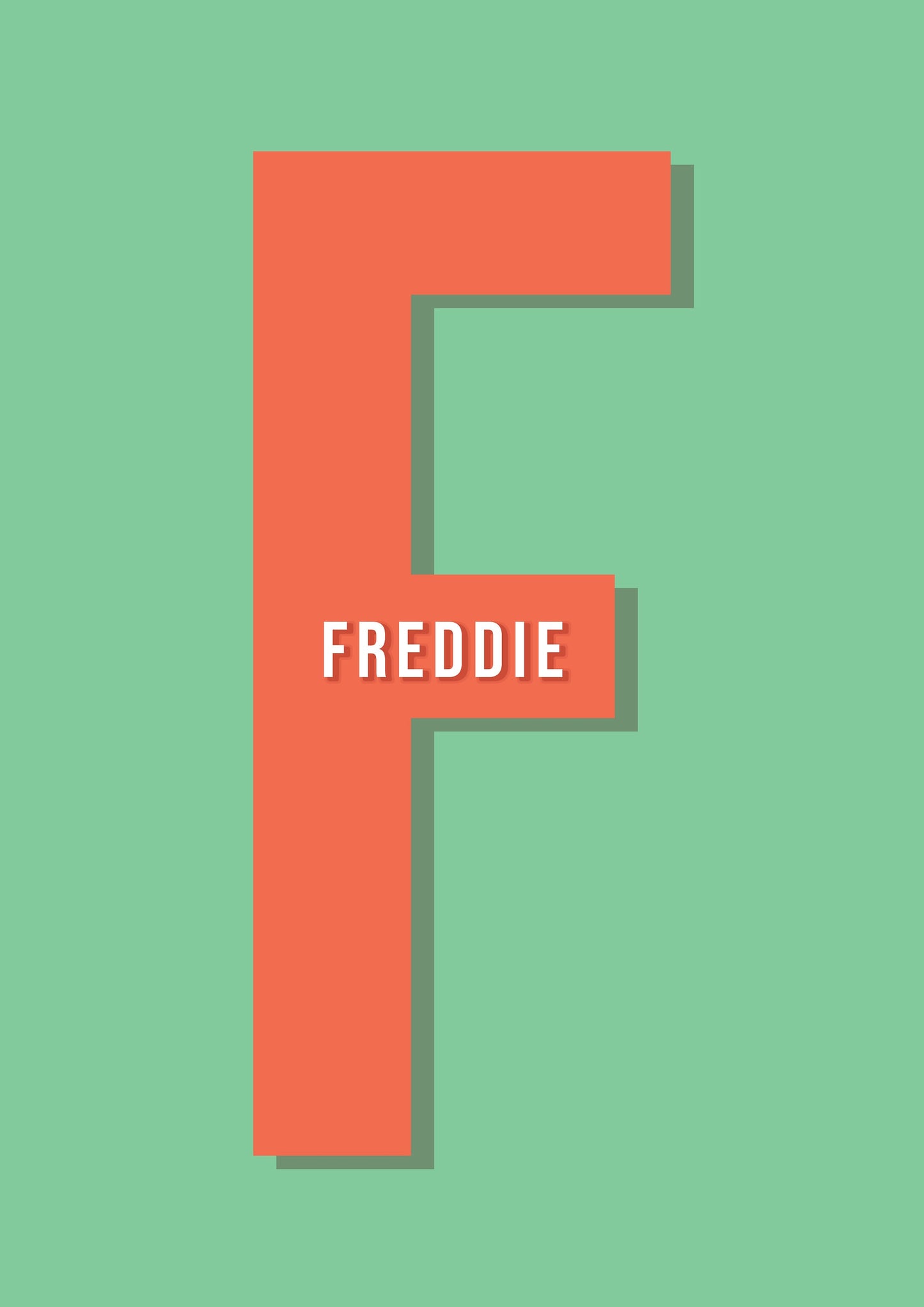 Personalised Red & Green Initial Print