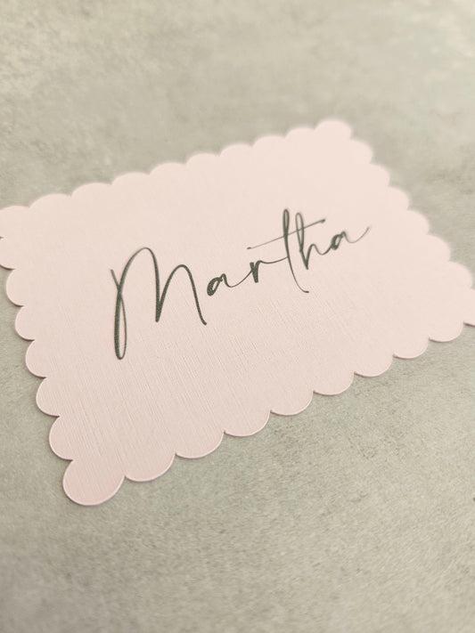 Square Scalloped Wedding Place Names