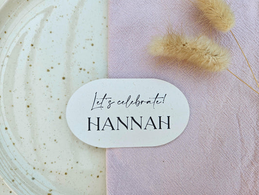 Oval Let's Celebrate Wedding Table Place Names