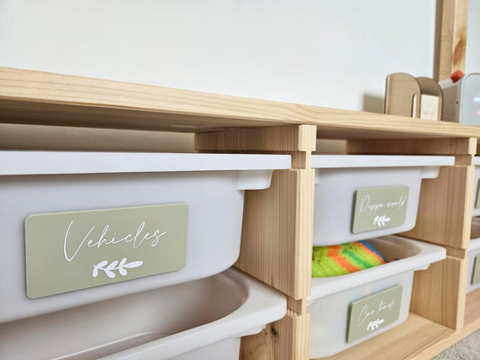 Custom Coloured Acrylic Storgage Labels