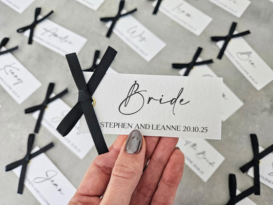 Bowed Wedding table place names