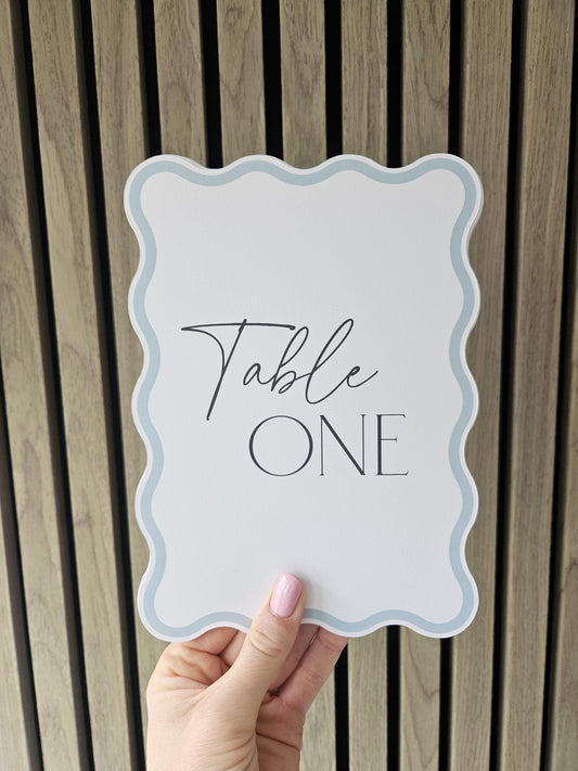 Wavy Wedding Table Numbers | Pastel Table Number Cards