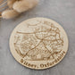 Personalised wooden map coaster