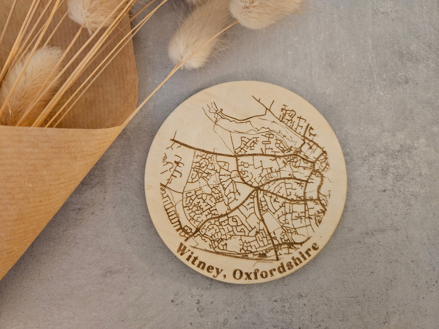 Personalised wooden map coaster