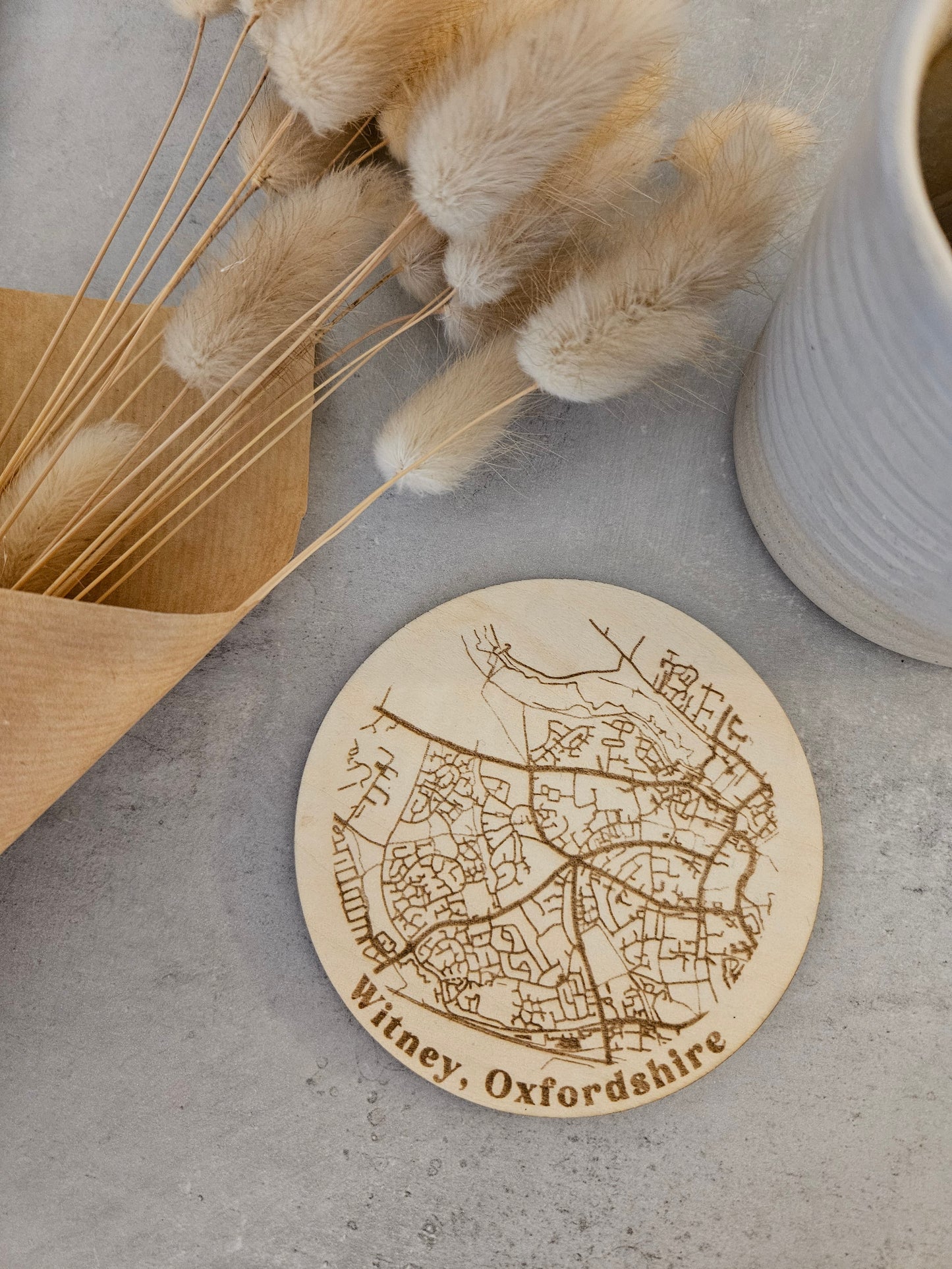 Personalised wooden map coaster