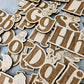 Wooden alphabet fridge magnets