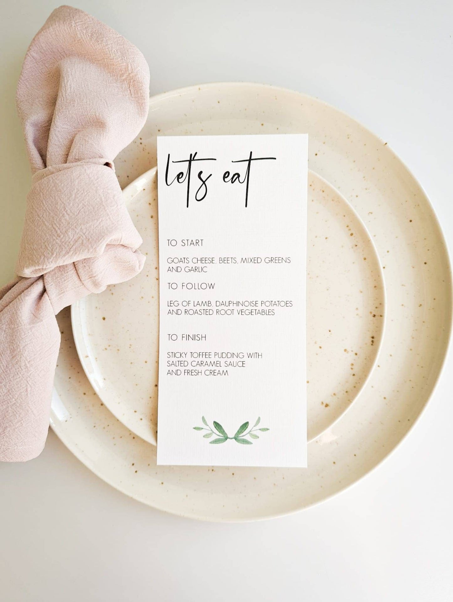 'Let's Eat' Wedding Menu