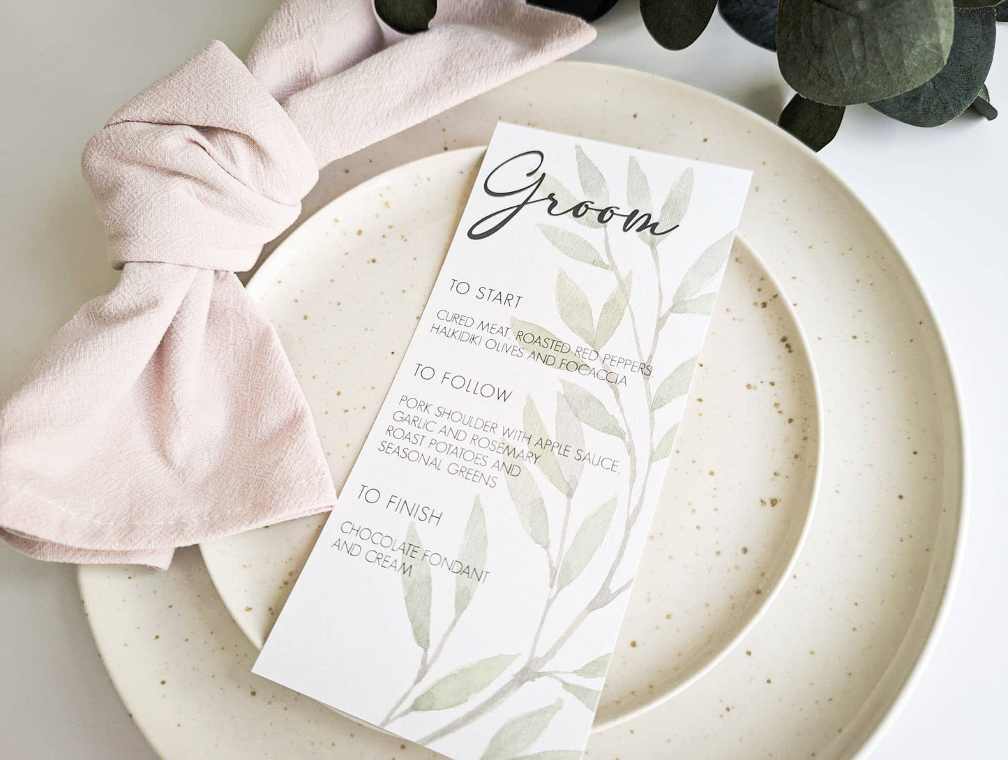 Personalised Wedding Menus - Eucalyptus
