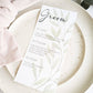 Personalised Wedding Menus - Eucalyptus