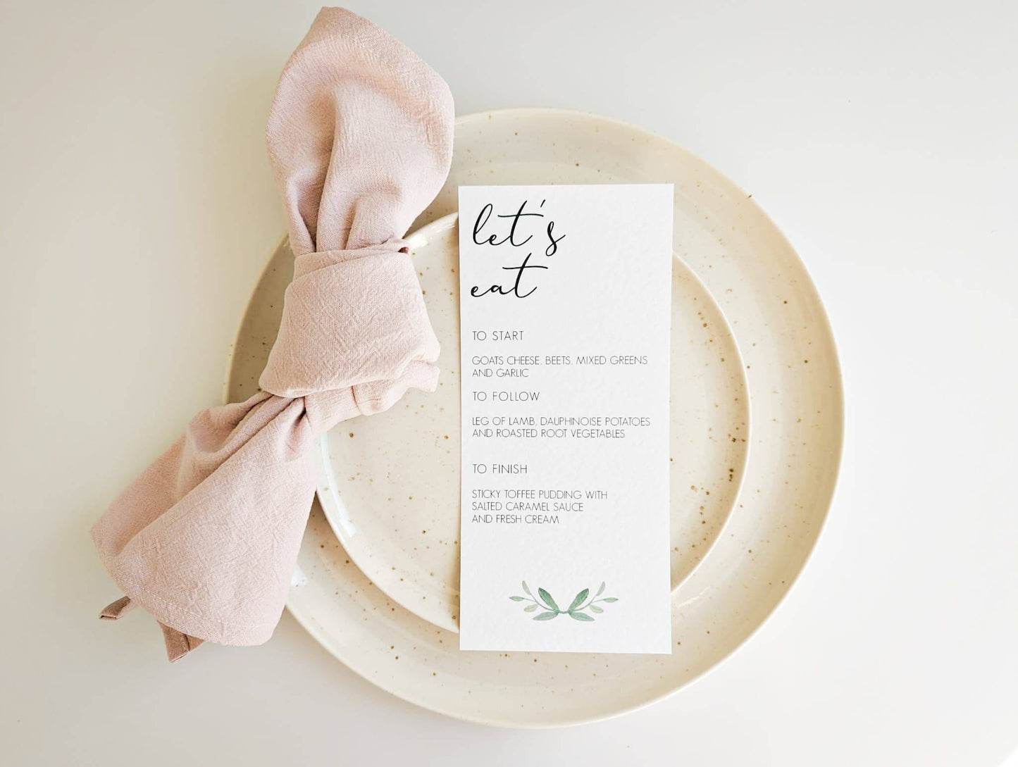 'Let's Eat' Wedding Menu