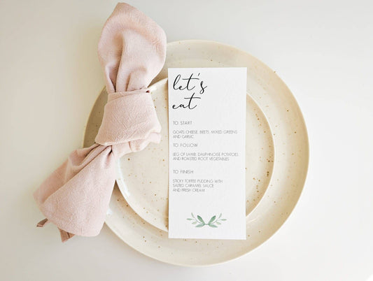 'Let's Eat' Wedding Menu