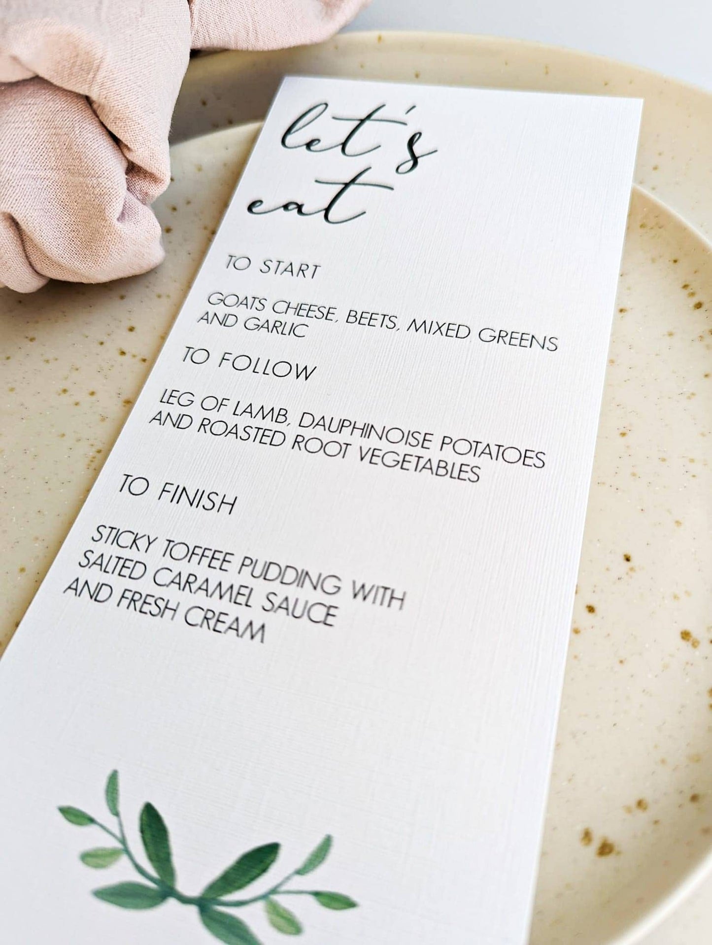 'Let's Eat' Wedding Menu