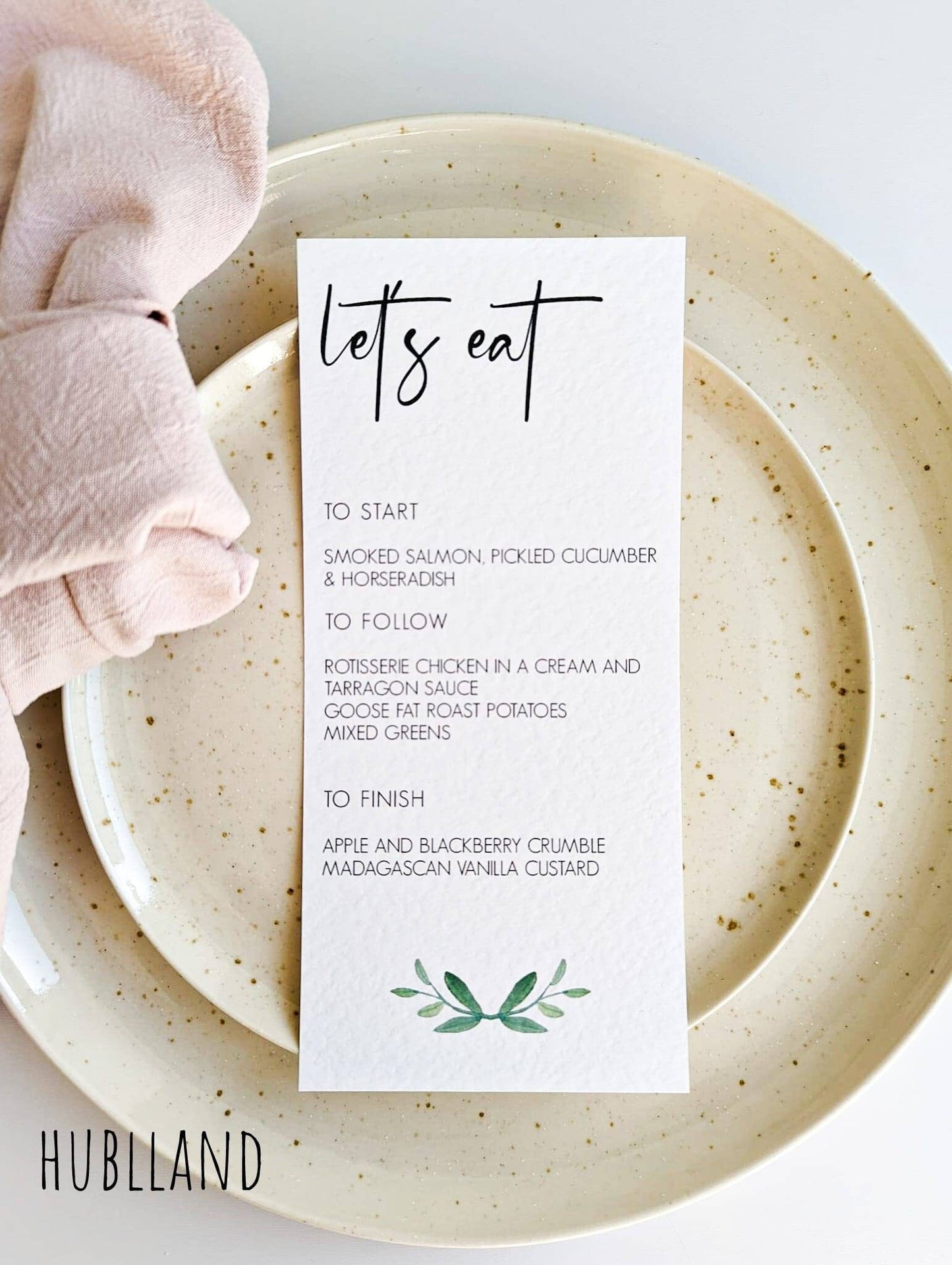 'Let's Eat' Wedding Menu