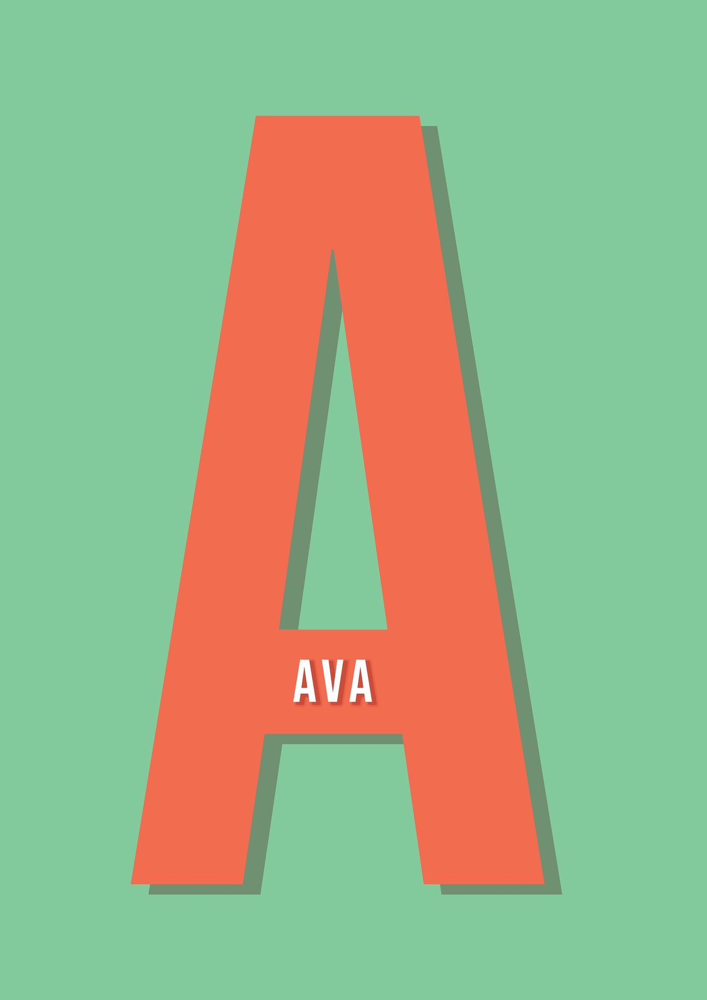 Personalised Red & Green Initial Print