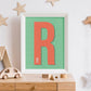Personalised Red & Green Initial Print