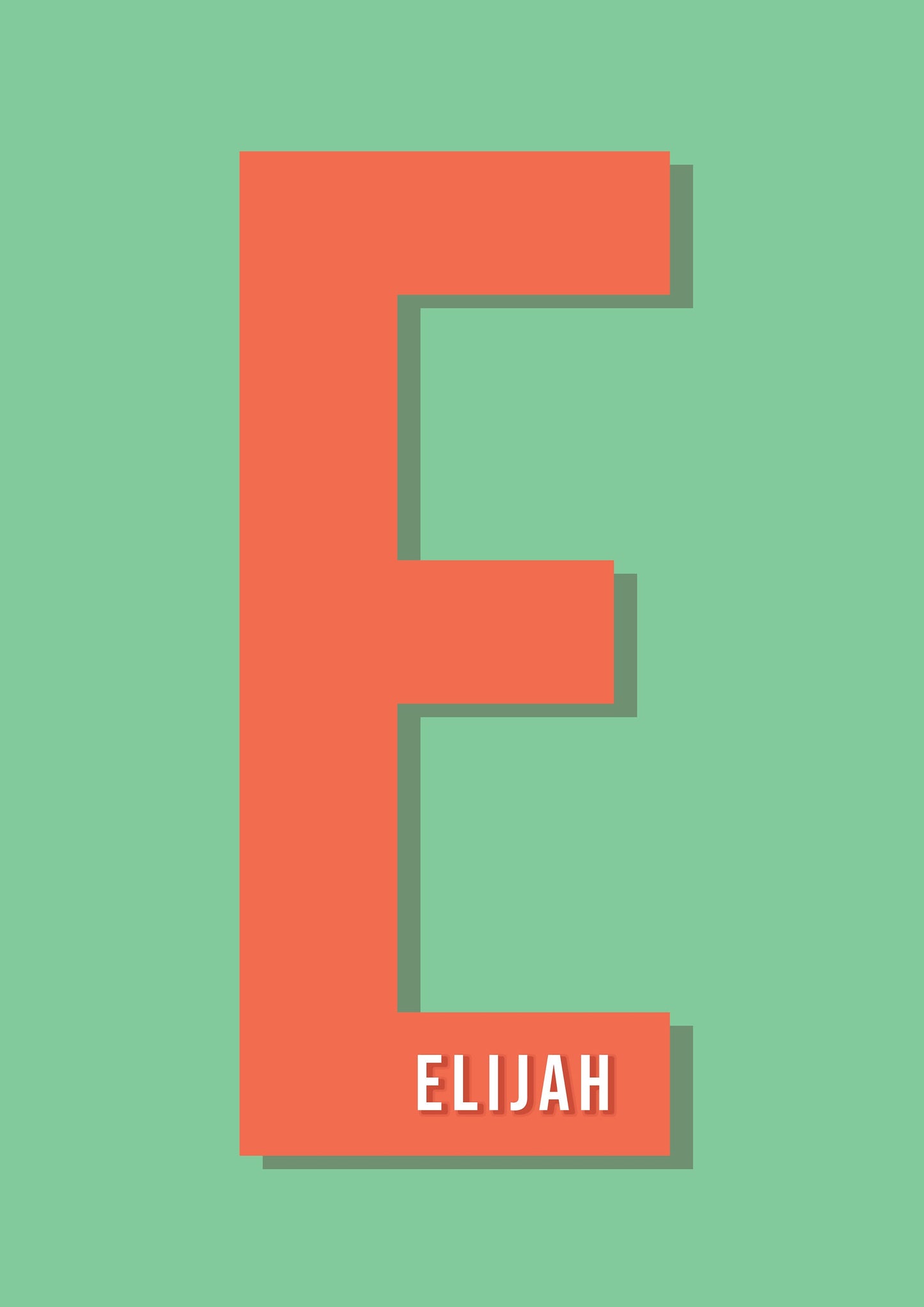 Personalised Red & Green Initial Print