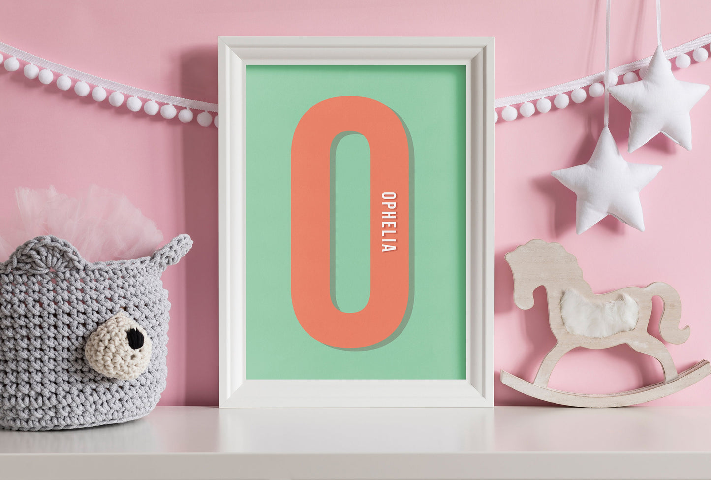 Personalised Red & Green Initial Print