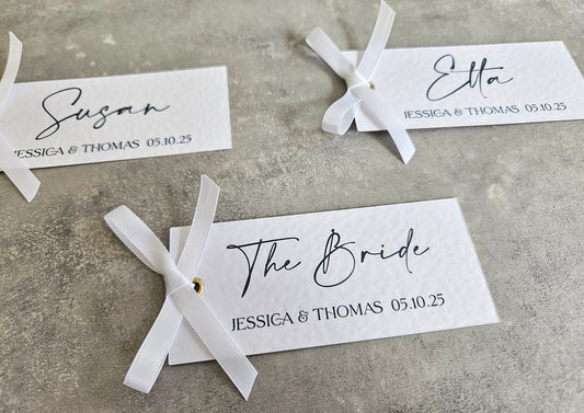 Wedding Place Names with White Ribbon