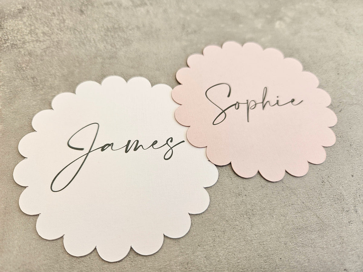 Circular Scalloped Card Name Cards