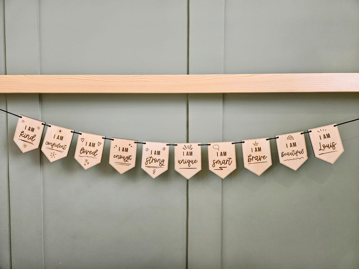 Positive Affirmations Penant Flag Bunting | Children's Positivity | Kids Self-esteem | Kids Bedroom Playroom Decor