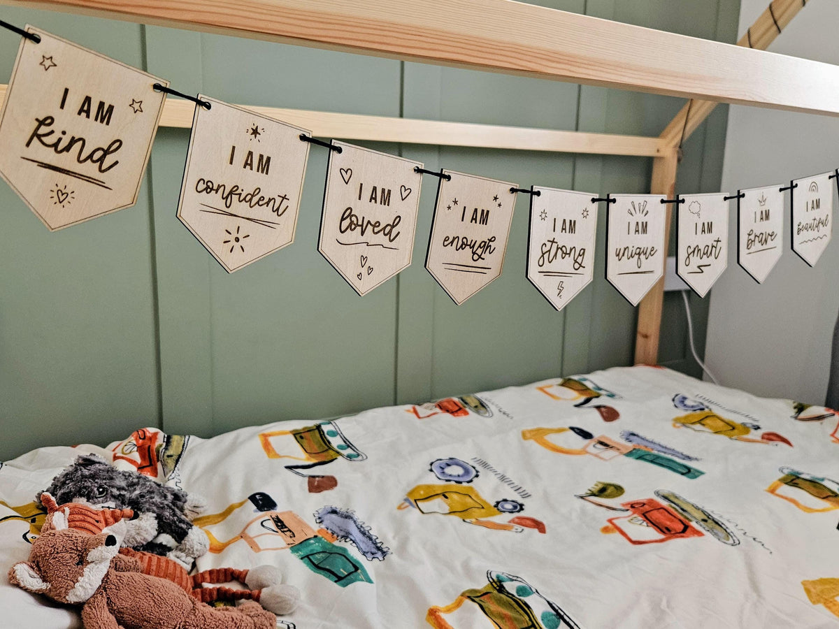 Positive Affirmations Penant Flag Bunting | Children's Positivity | Kids Self-esteem | Kids Bedroom Playroom Decor
