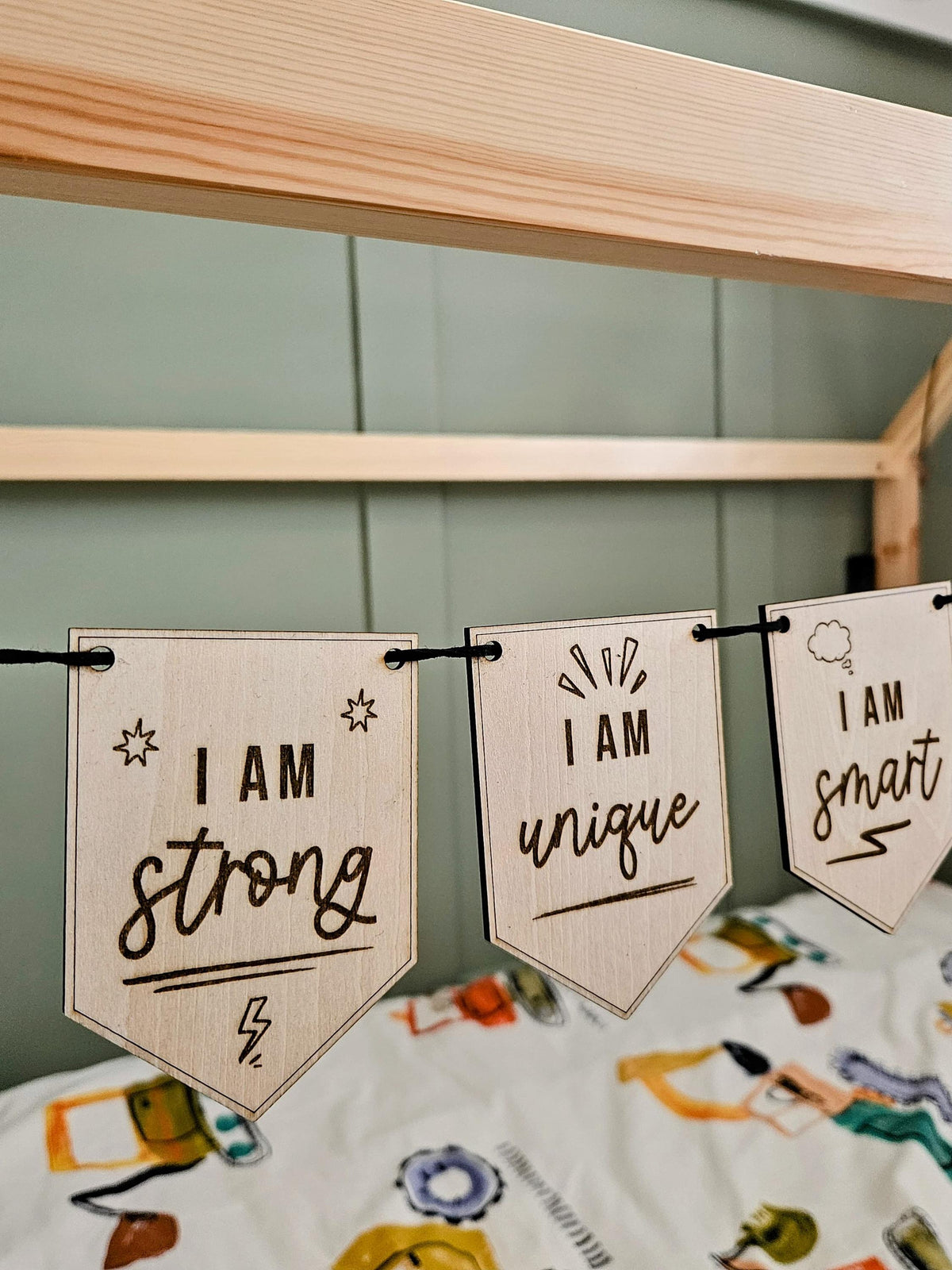 Positive Affirmations Penant Flag Bunting | Children's Positivity | Kids Self-esteem | Kids Bedroom Playroom Decor