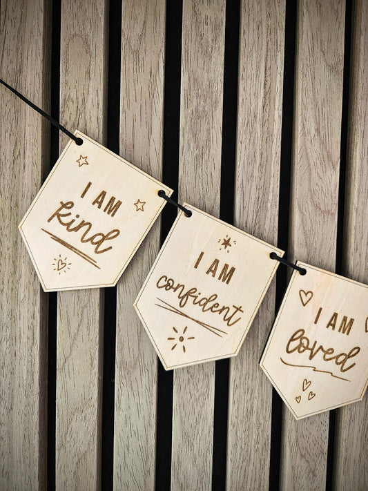 Positive Affirmations Penant Flag Bunting | Children's Positivity | Kids Self-esteem | Kids Bedroom Playroom Decor