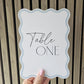 Wavy Wedding Table Numbers | Pastel Table Number Cards