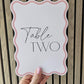 Wavy Wedding Table Numbers | Pastel Table Number Cards