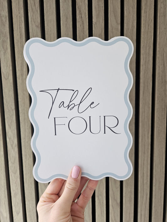 Wavy Wedding Table Numbers | Pastel Table Number Cards