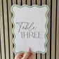 Wavy Wedding Table Numbers | Pastel Table Number Cards