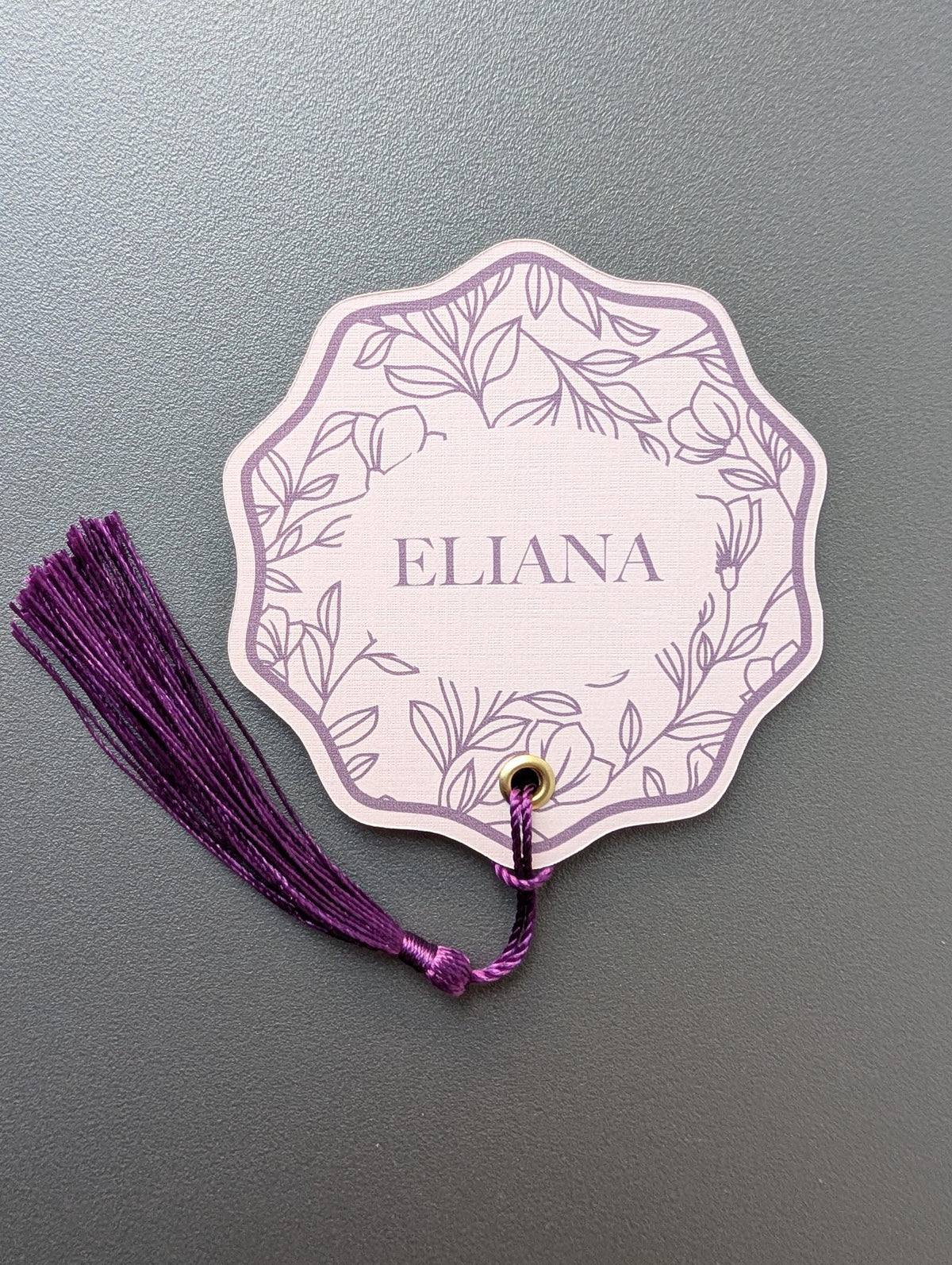 Floral Wedding Place Cards with Tassel | Blush & Plum