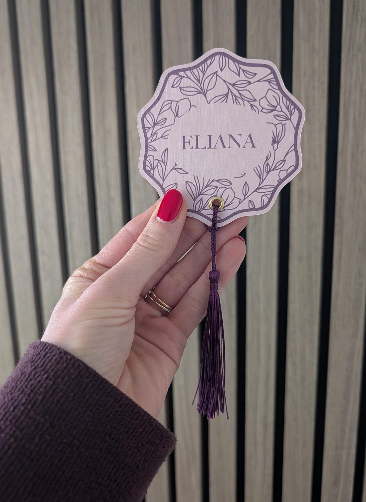 Floral Wedding Place Cards with Tassel | Blush & Plum