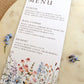 Wildflower Wedding Menu Cards | Floral Botanical Dinner Table Place Names