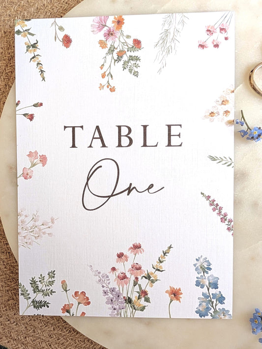 Wildflower Wedding Table Numbers | Botanical Floral Signs | Florence Collection