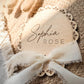 Personalised Lace Baby Name Disc | Wooden Birth Announcement Sign