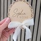 Personalised Lace Baby Name Disc | Wooden Birth Announcement Sign