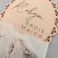 Personalised Lace Baby Name Disc | Wooden Birth Announcement Sign