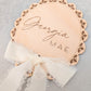 Personalised Lace Baby Name Disc | Wooden Birth Announcement Sign
