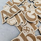 Wooden alphabet fridge magnets