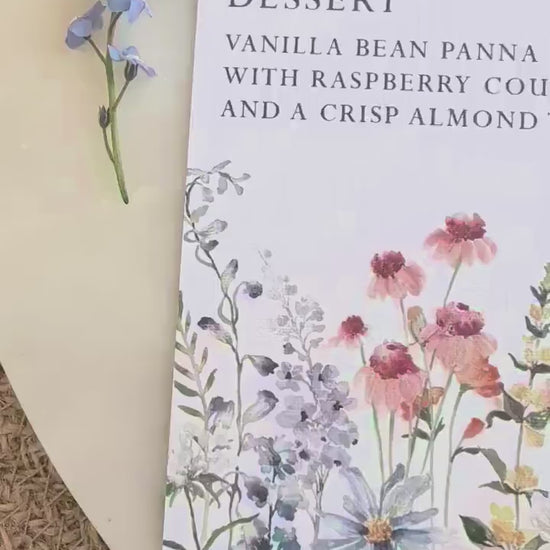 Wildflower Wedding Menu Cards | Floral Botanical Dinner Table Place Names